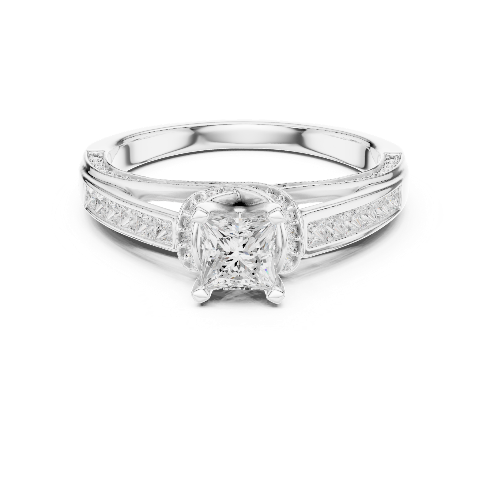Gold Ring LR-0282, White Gold, view 4