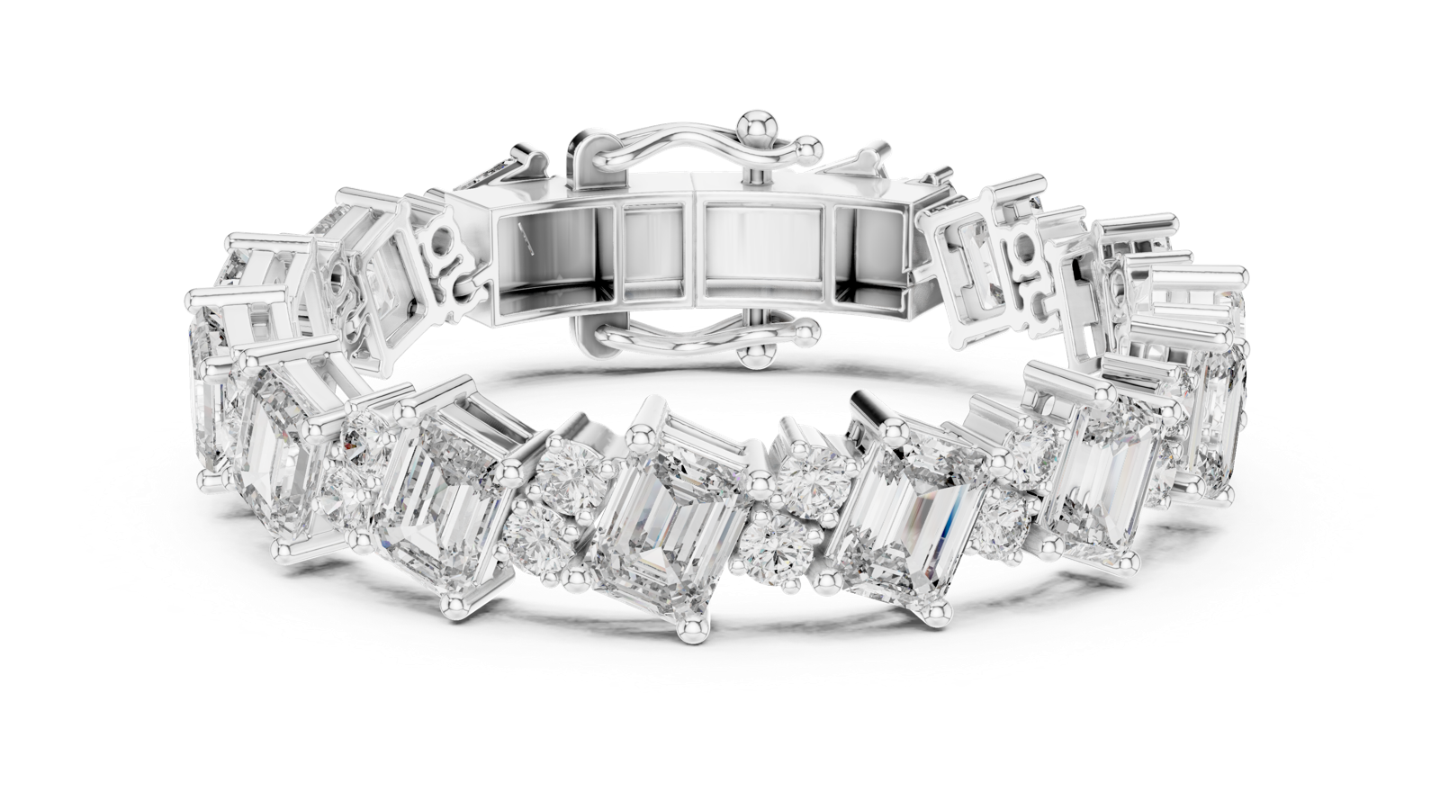 14K Solid Gold Lab Diamond Bracelet, White Gold, view 4