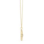 14K Solid Gold Lab Diamond Flower Pendant Necklace, Yellow Gold, view 3