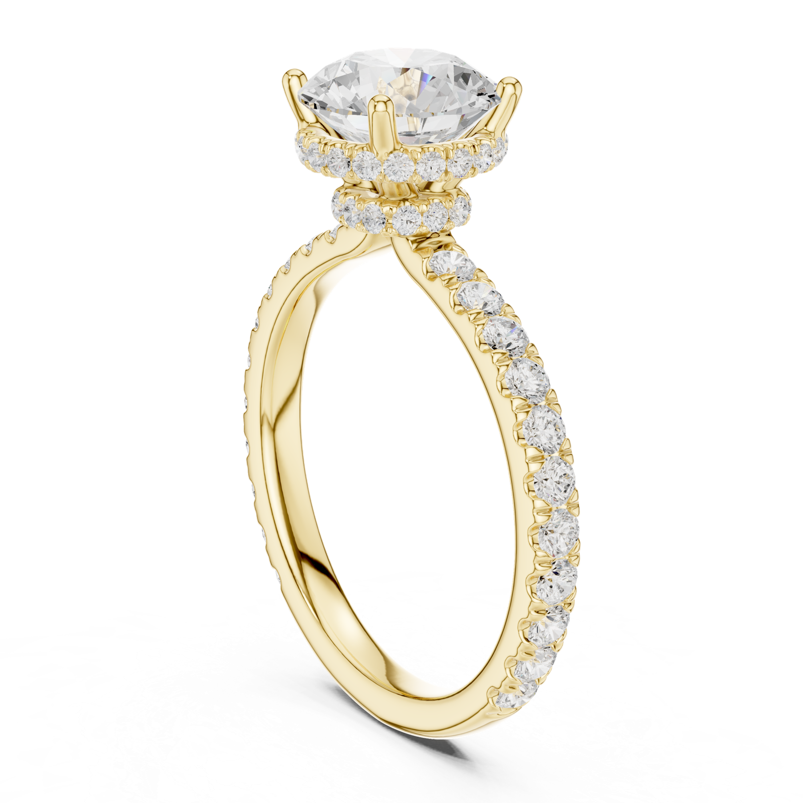 Gold Ring DDLR-165, Round center stone, Yellow Gold, view 1