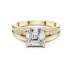 Gold Ring, Asscher center stone, Yellow Gold, view 4