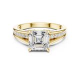 Gold Ring, Asscher center stone, Yellow Gold, view 4