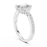 Gold Ring, Emerald center stone, White Gold, view 1