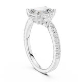 Gold Ring, Emerald center stone, White Gold, view 1