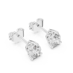 14K Solid Gold Lab Diamond Stud Earrings, White Gold, view 2