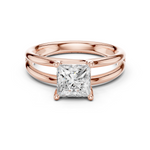 Gold Jewelry L36-9, Princess center stone, Rose Gold