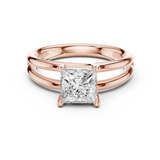 Gold Jewelry L36-9, Princess center stone, Rose Gold
