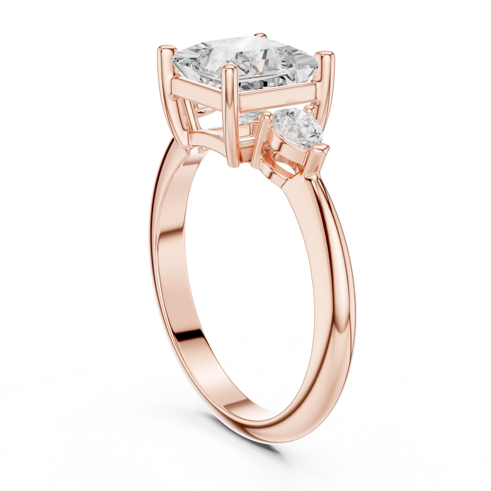 Gold Jewelry L35-66, Princess center stone, Rose Gold, view 1