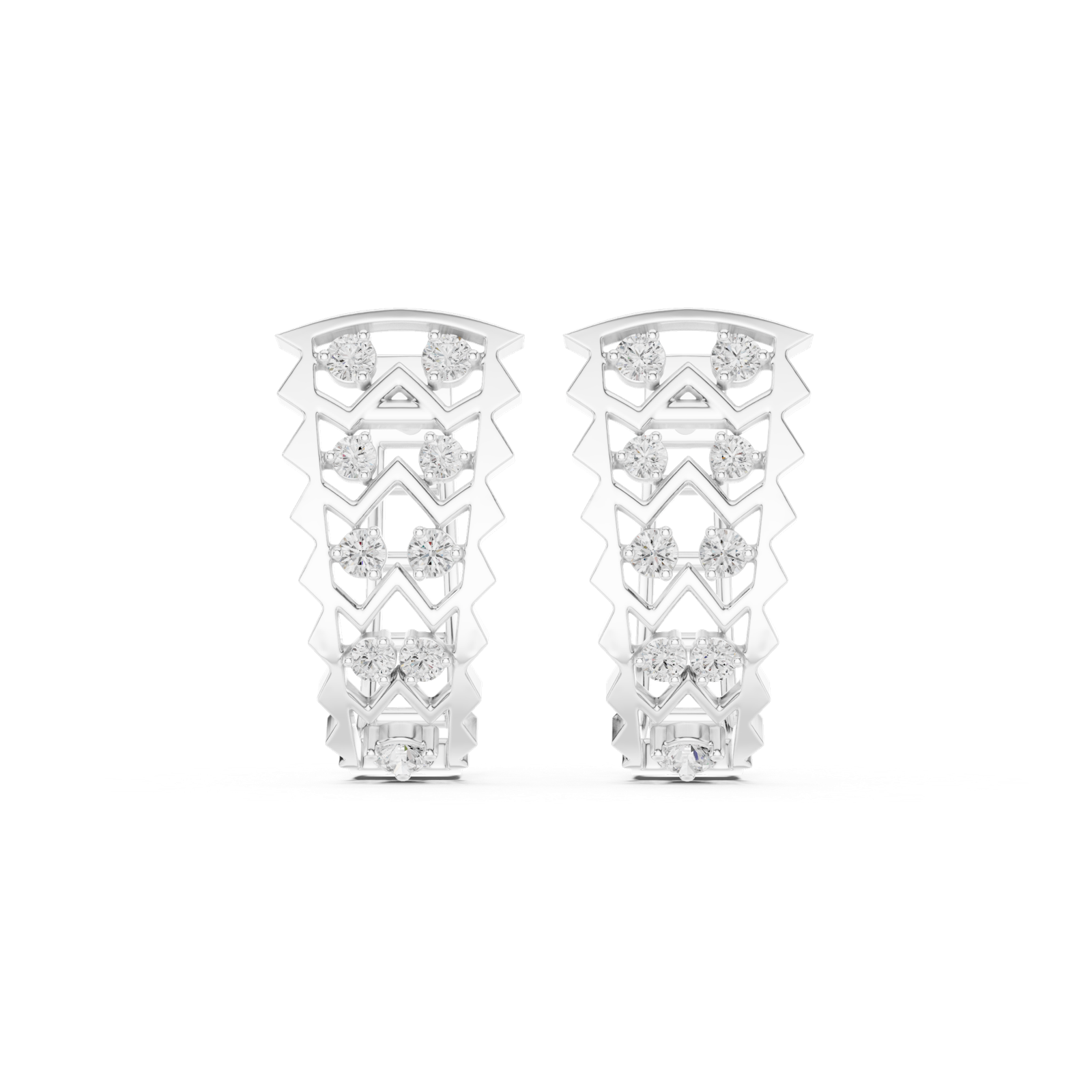 14K Solid Gold Lab Diamond Cluster Earrings, White Gold