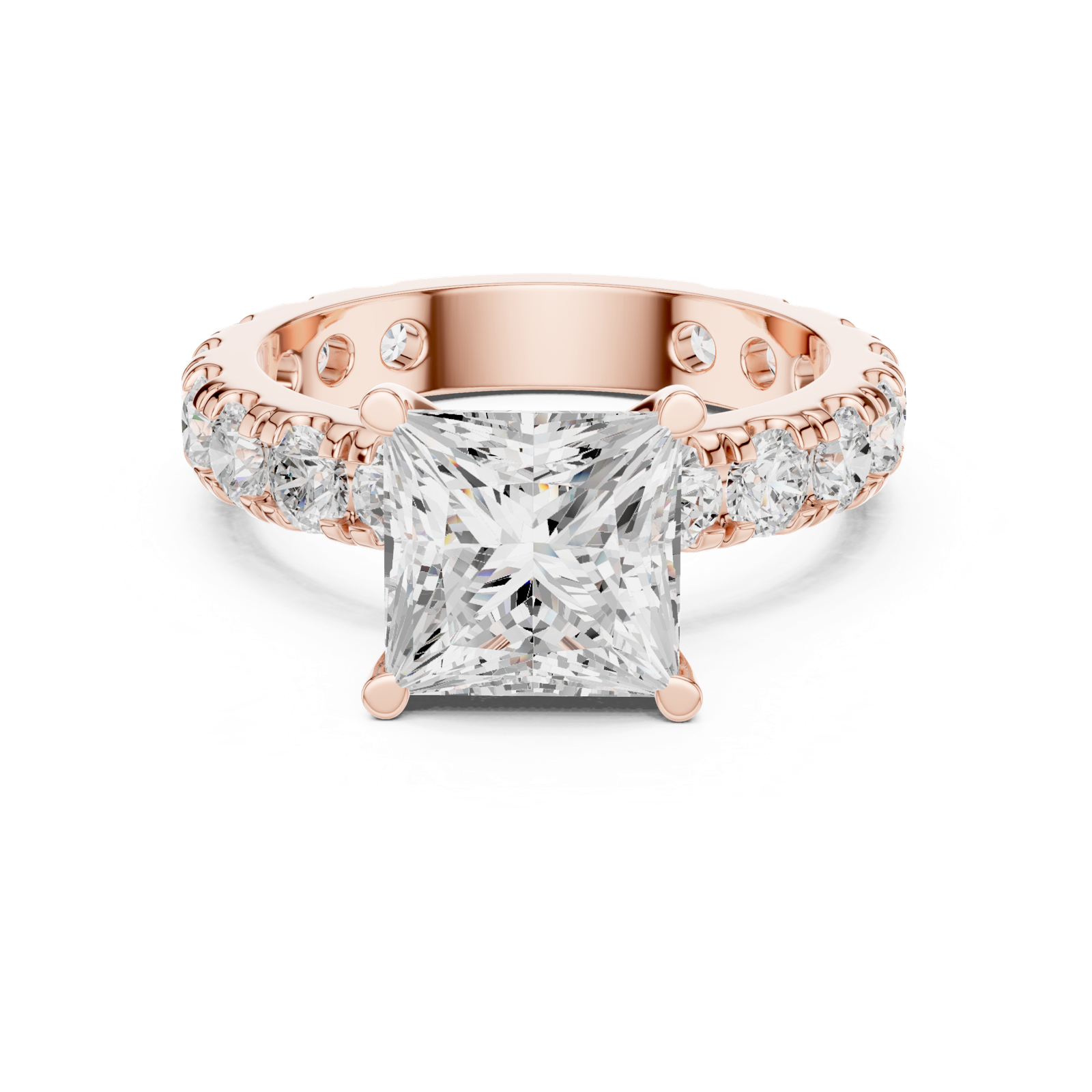 Gold Jewelry L35-63, Princess center stone, Rose Gold, view 4