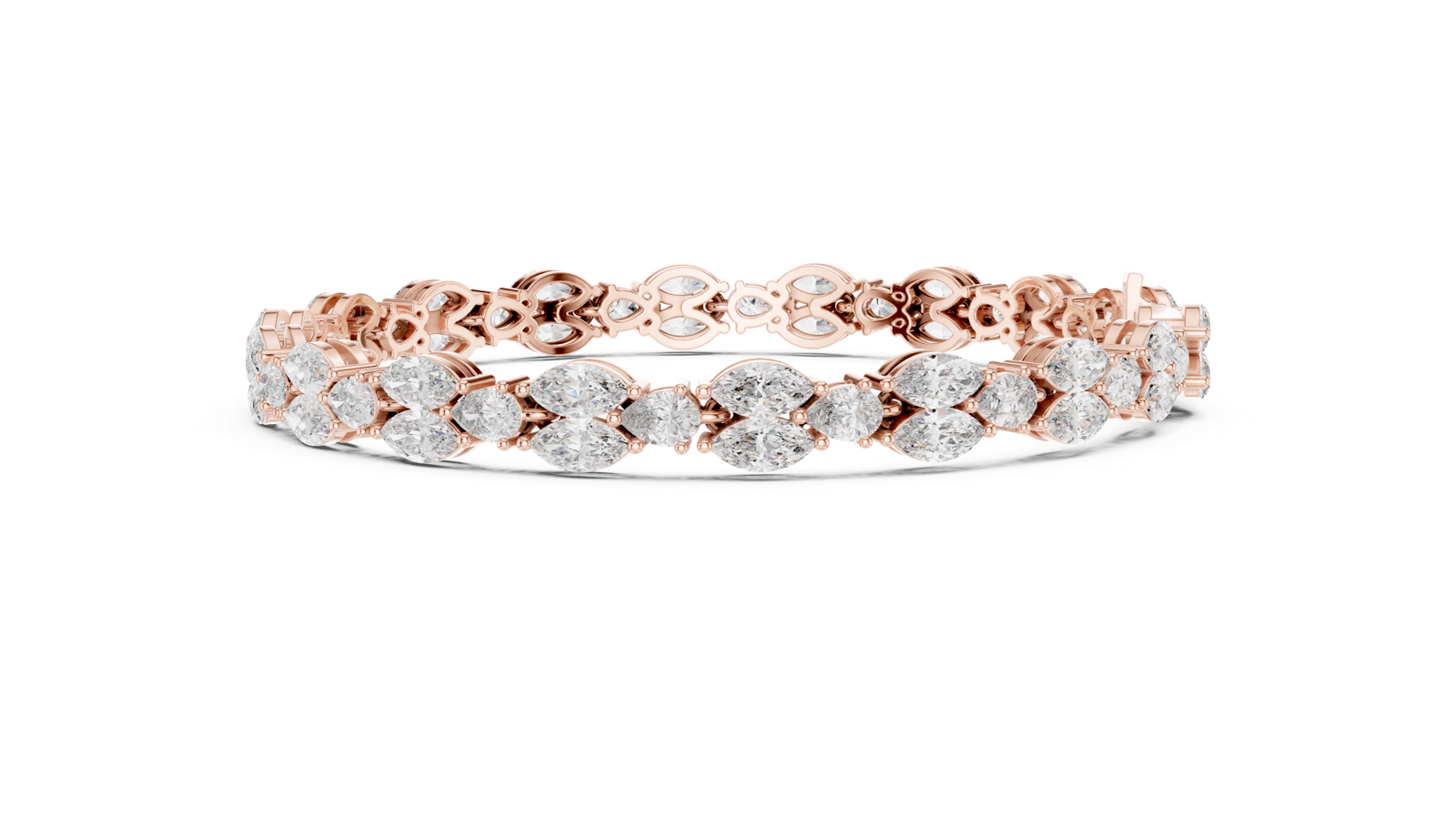 14K Solid Gold Lab Diamond Bracelet, Rose Gold, view 3