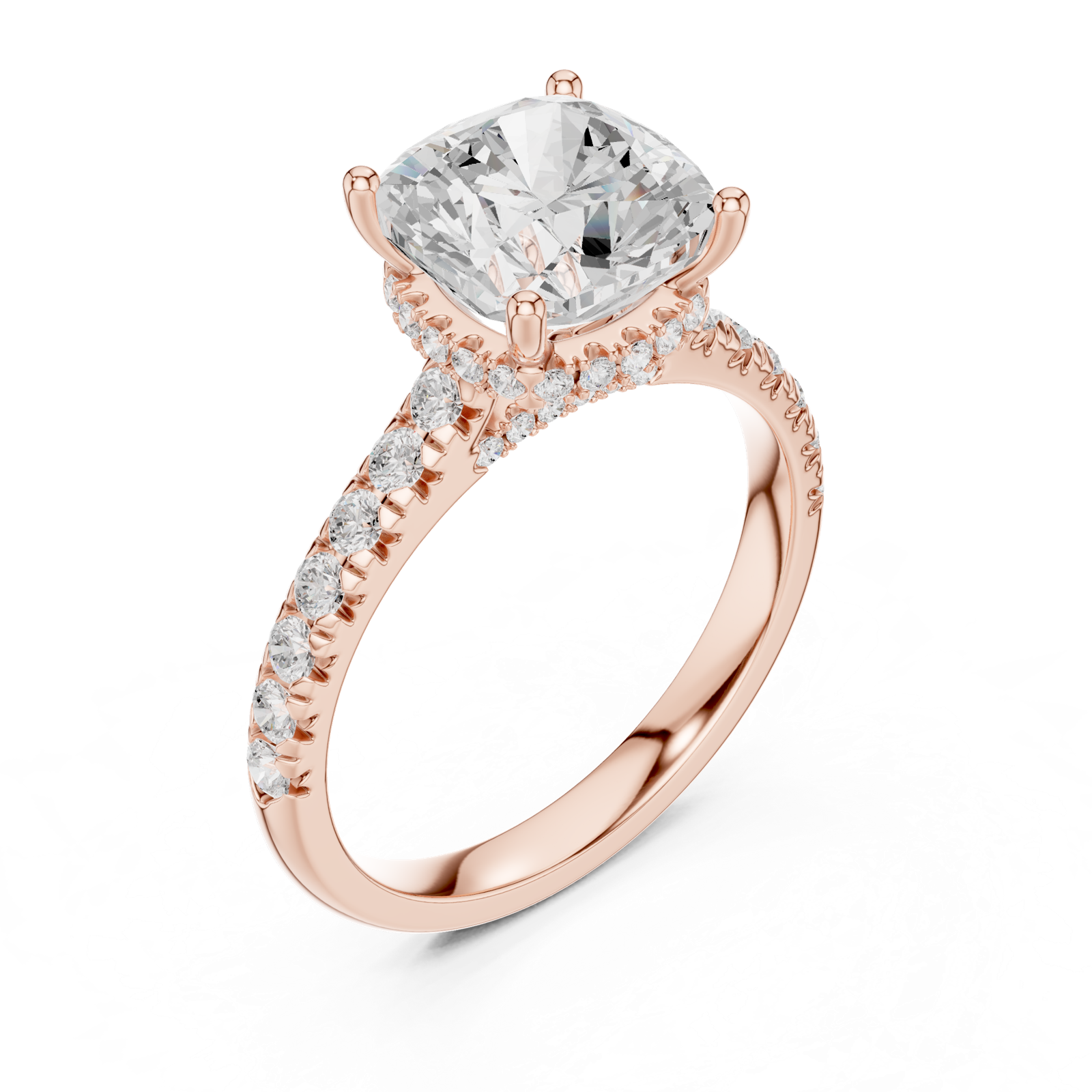 14K Solid Gold Lab Diamond Solitaire Ring, Rose Gold, view 2