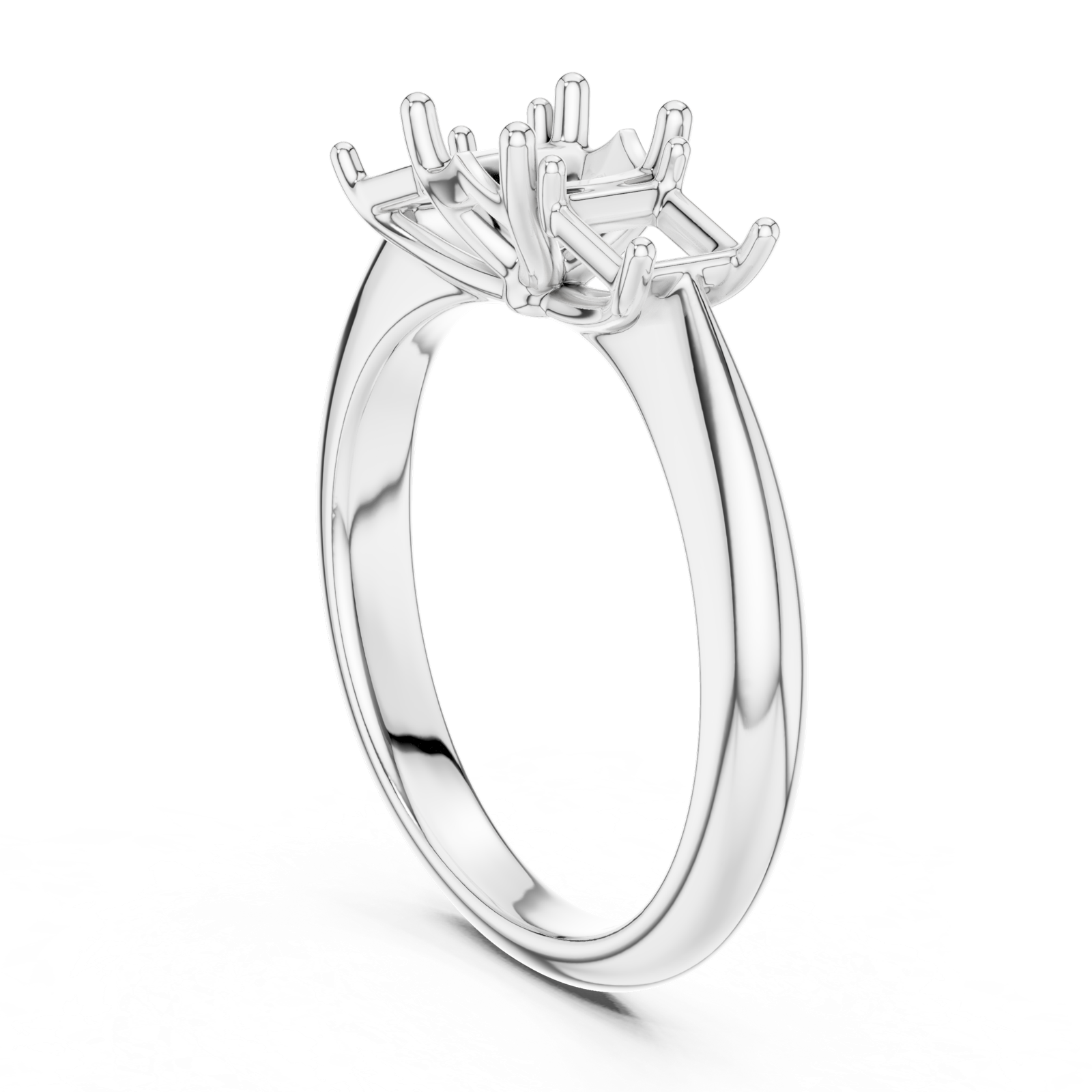 Gold Ring DDLR-044, Cushion center stone, White Gold, view 1