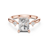 Gold Ring DDLR-164, Radiant center stone, Rose Gold, view 4