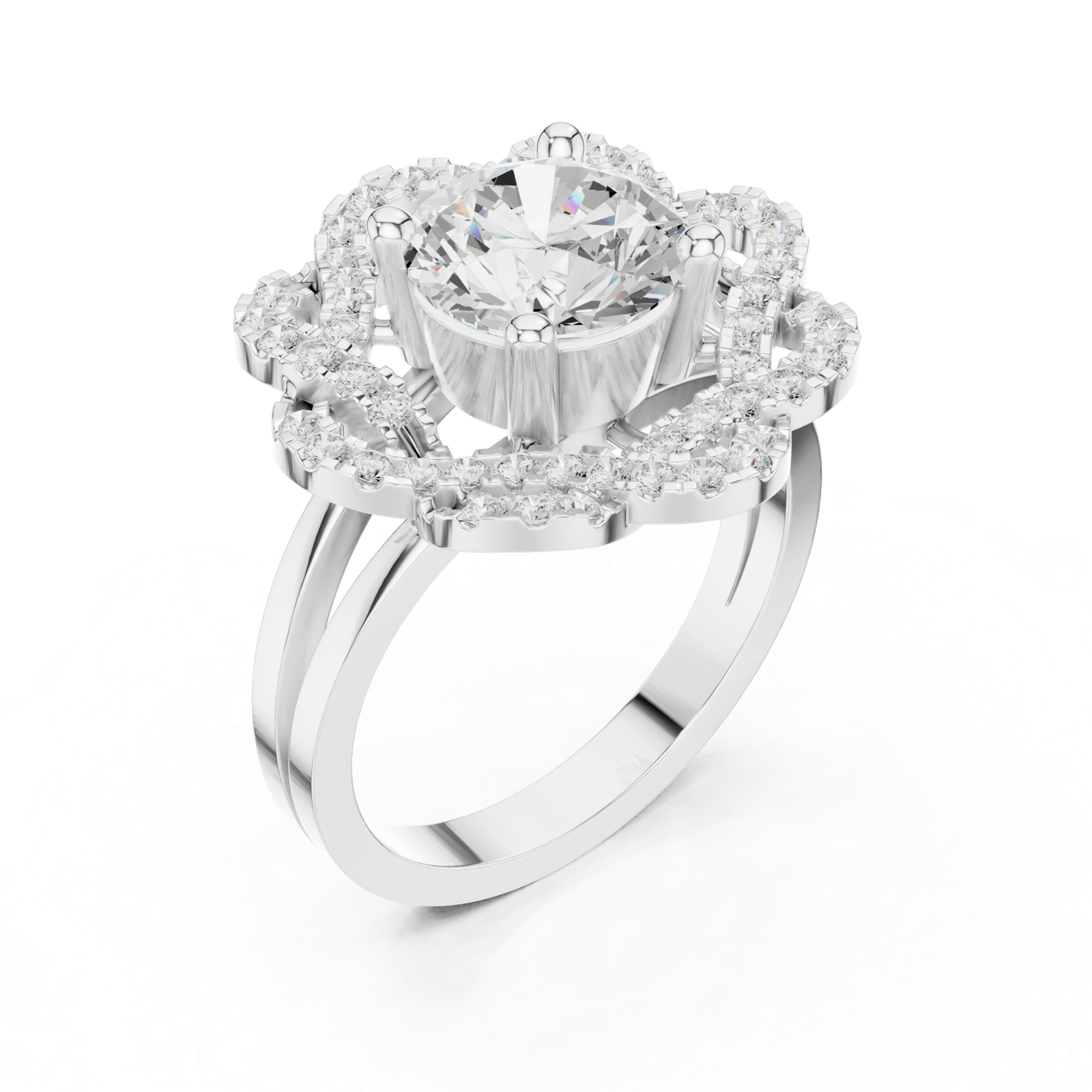 Gold Ring DDLR-404, White Gold, view 2