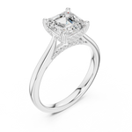 Gold Ring DDLR-163, Asscher center stone, White Gold, view 2