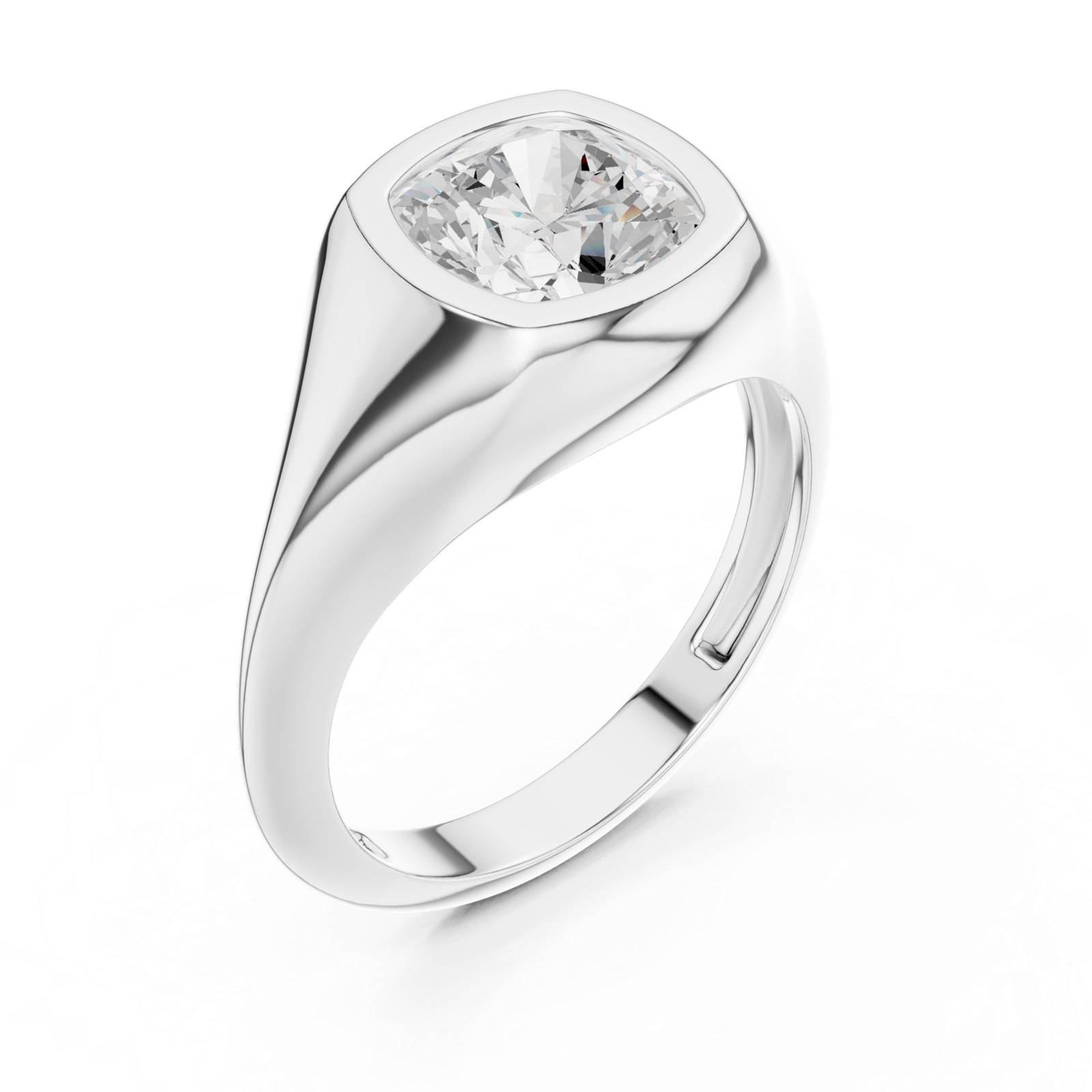 Gold Jewelry L36-4, Cushion center stone, White Gold, view 2