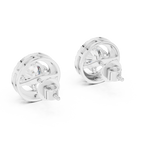 14K Solid Gold Lab Diamond Halo Earrings, White Gold, view 3