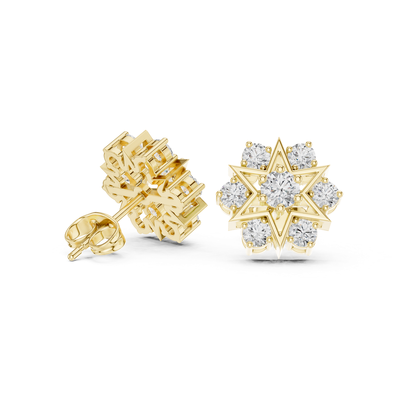 Gold Earrings AGDER-308, Yellow Gold, view 1