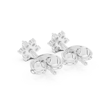 14K Solid Gold Lab Diamond Flower Cluster Earrings, White Gold, view 3