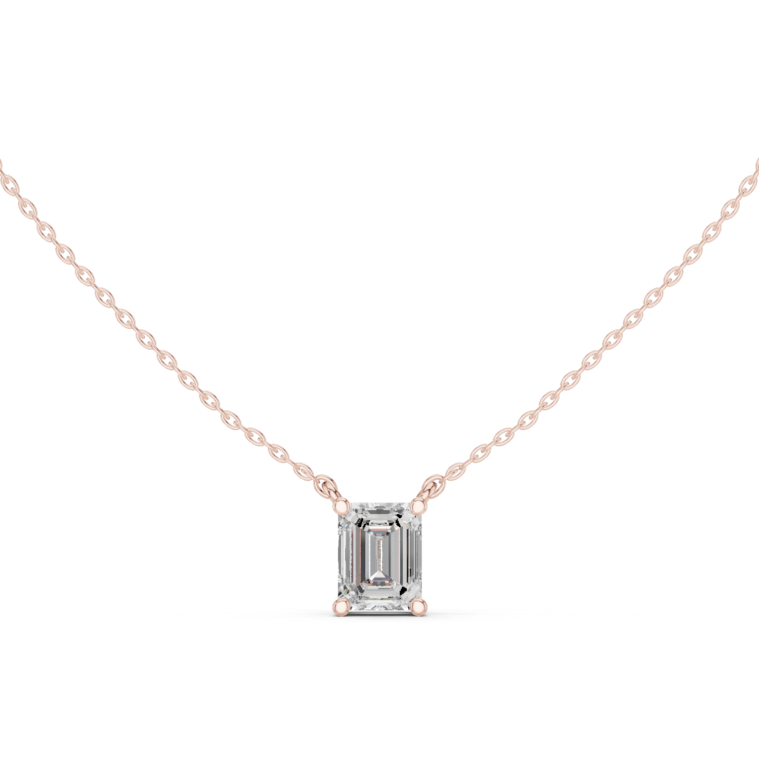Gold Jewelry, Emerald center stone, Rose Gold