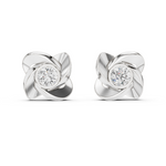 14K Solid Gold Lab Diamond Stud Earrings, White Gold