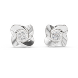 14K Solid Gold Lab Diamond Stud Earrings, White Gold