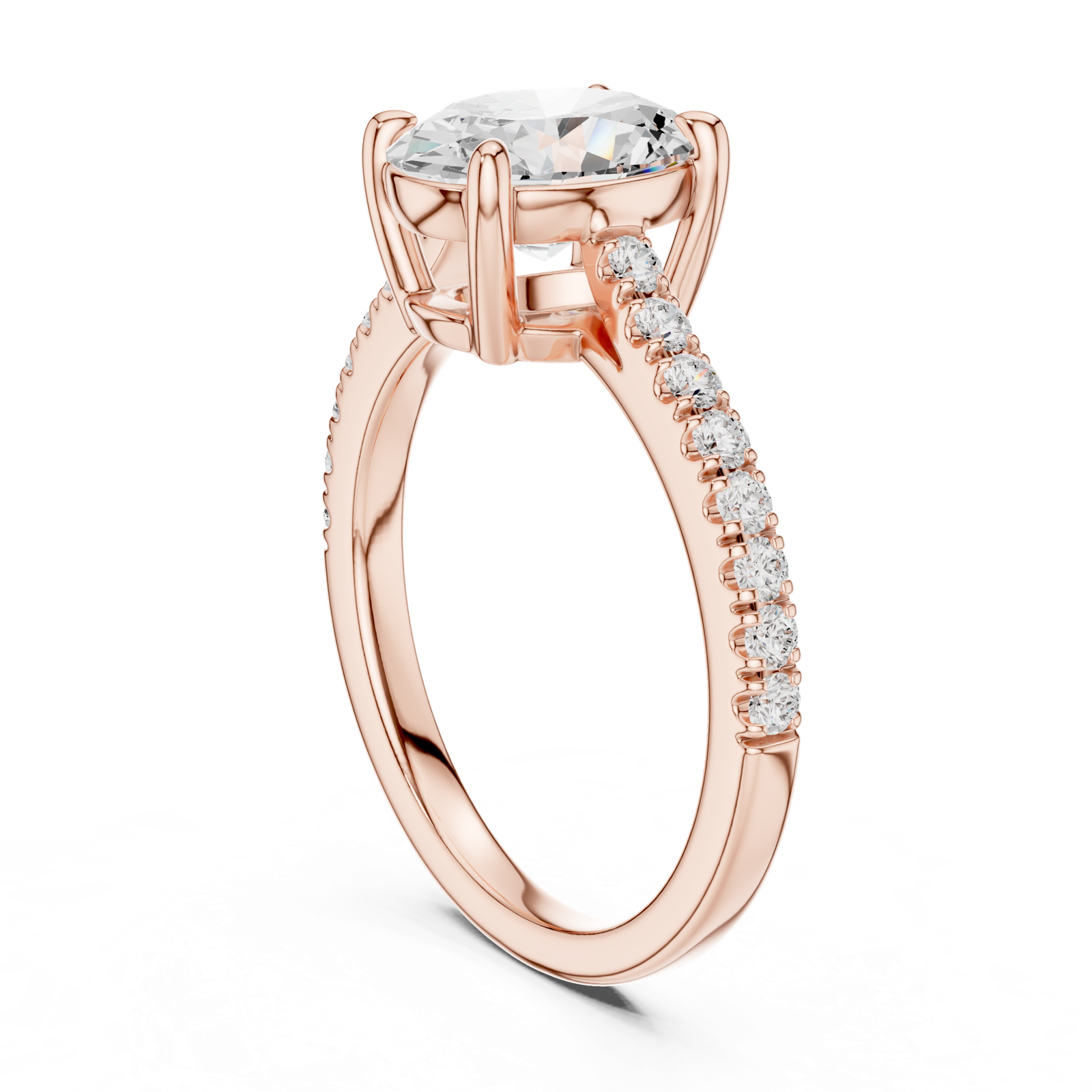 Gold Ring DDLR-039, Oval center stone, Rose Gold, view 1