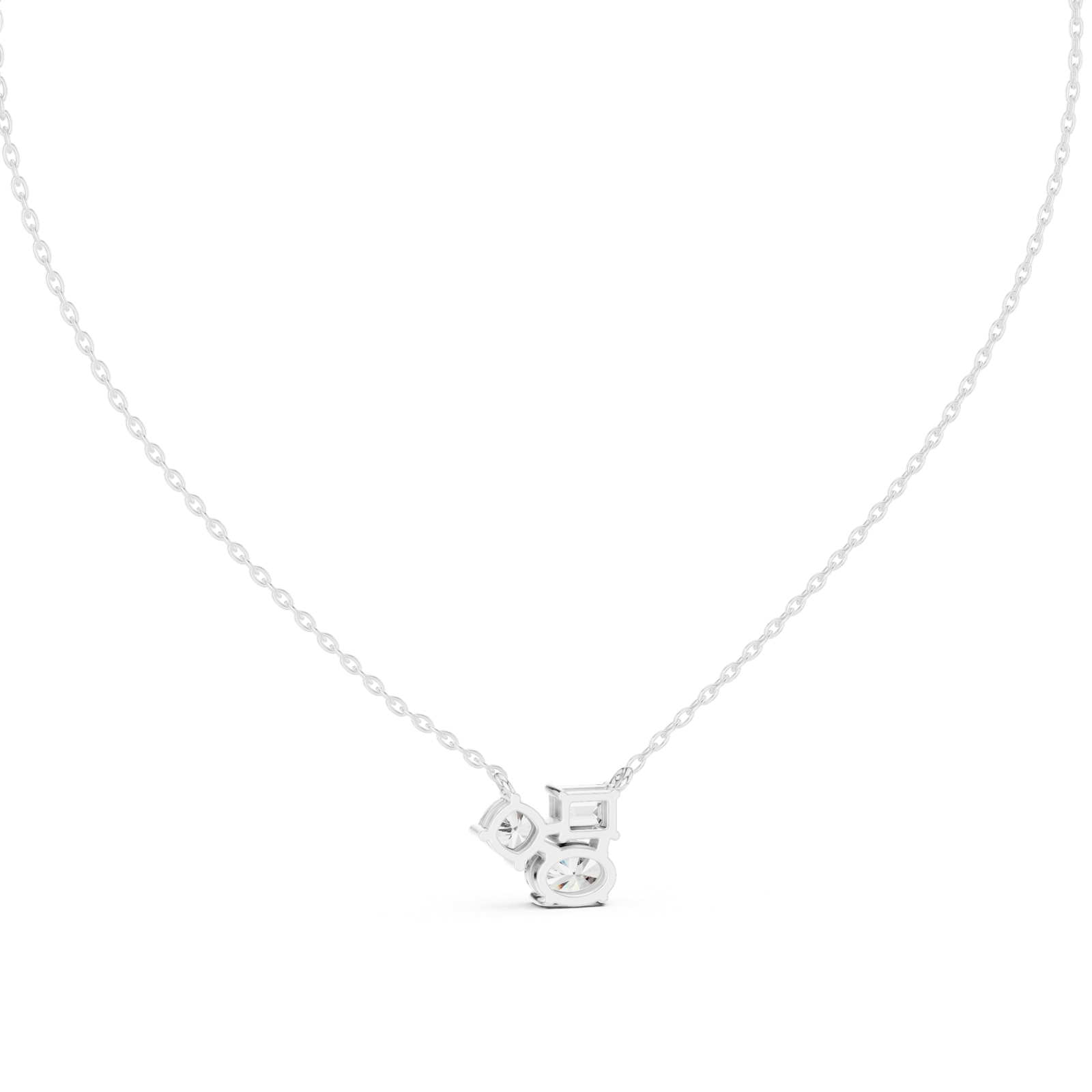 14K Solid Gold Lab Diamond Pendant Necklace, White Gold, view 4
