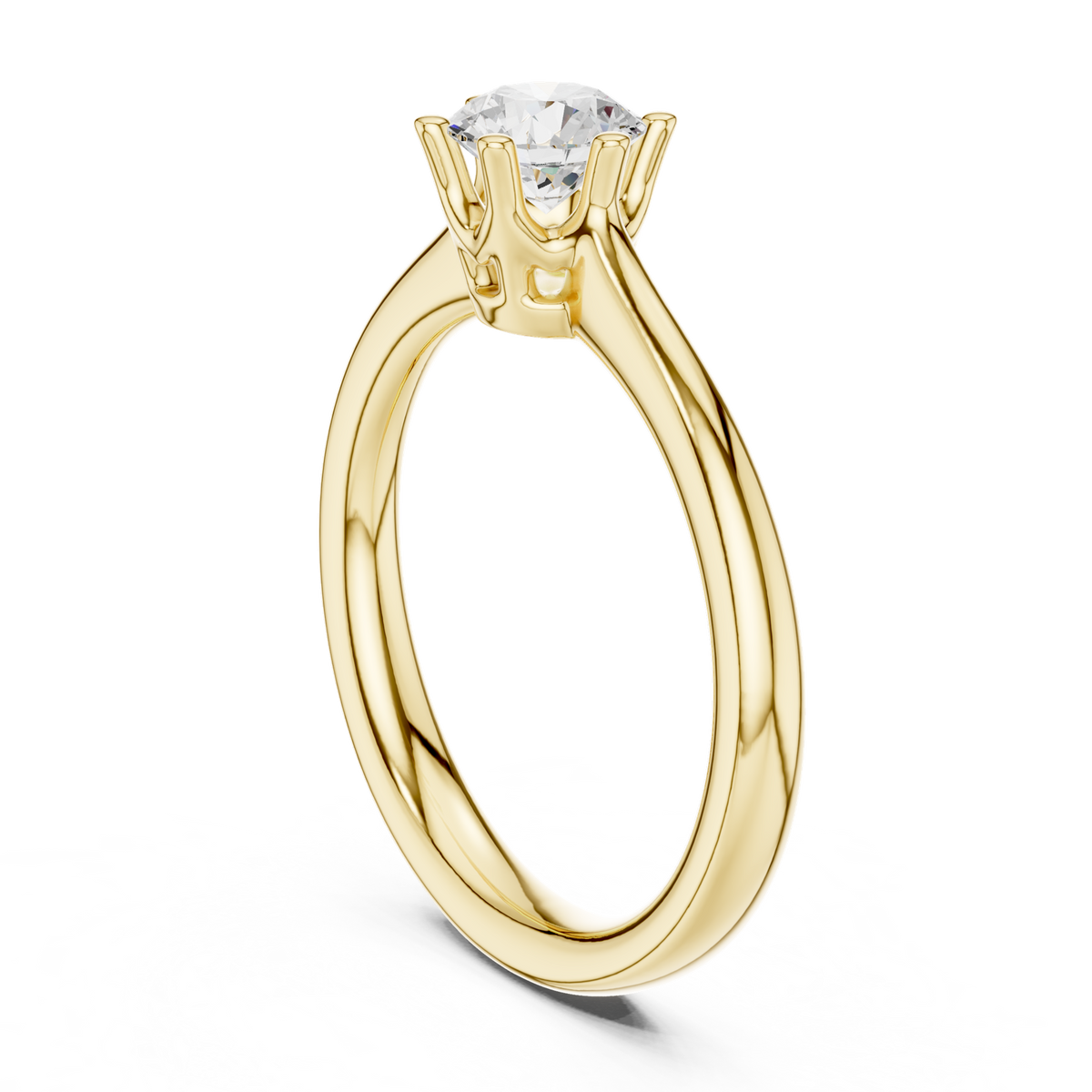 14K Solid Gold Lab Diamond Solitaire Ring, Yellow Gold, view 1
