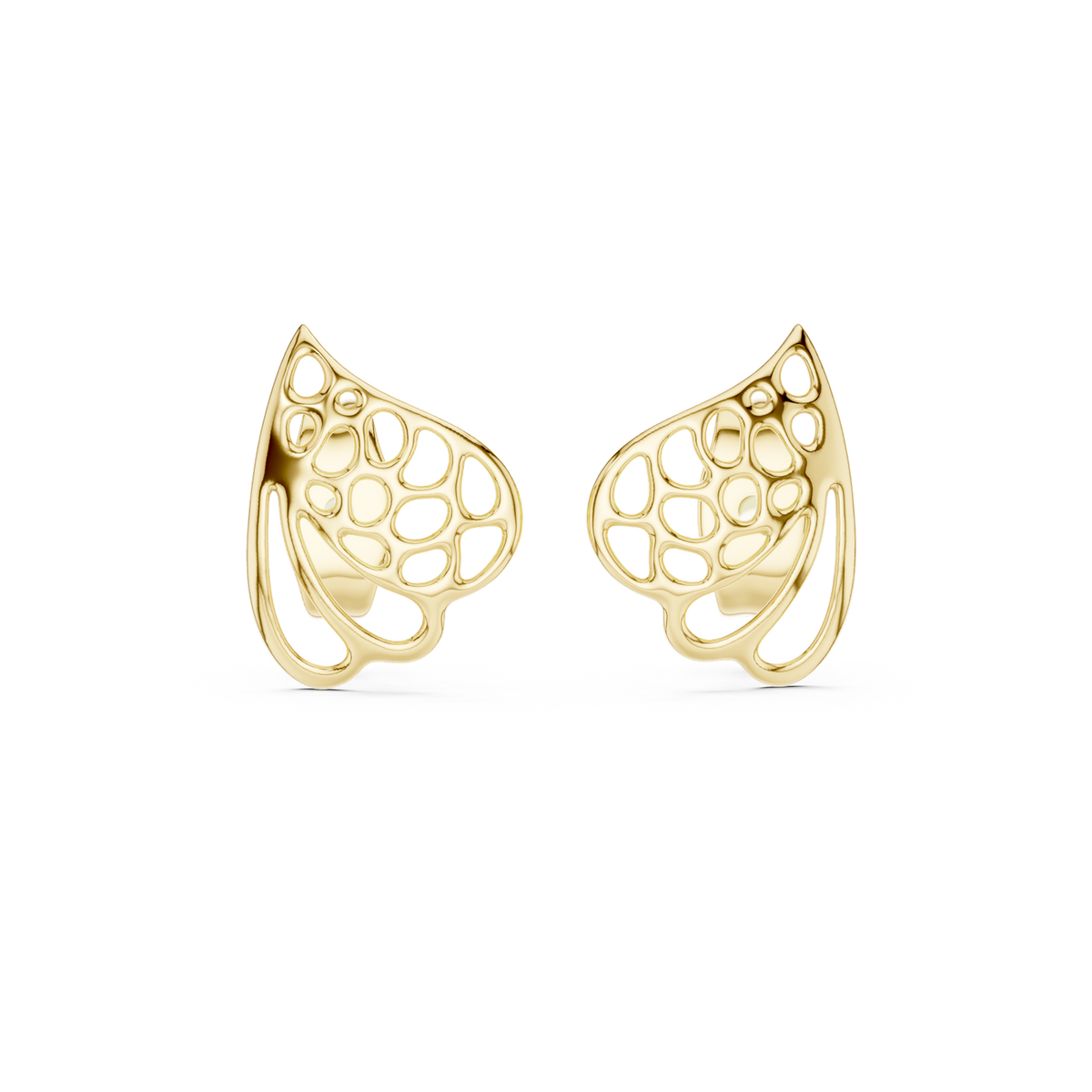 14K Solid Gold Stud Earrings, Yellow Gold
