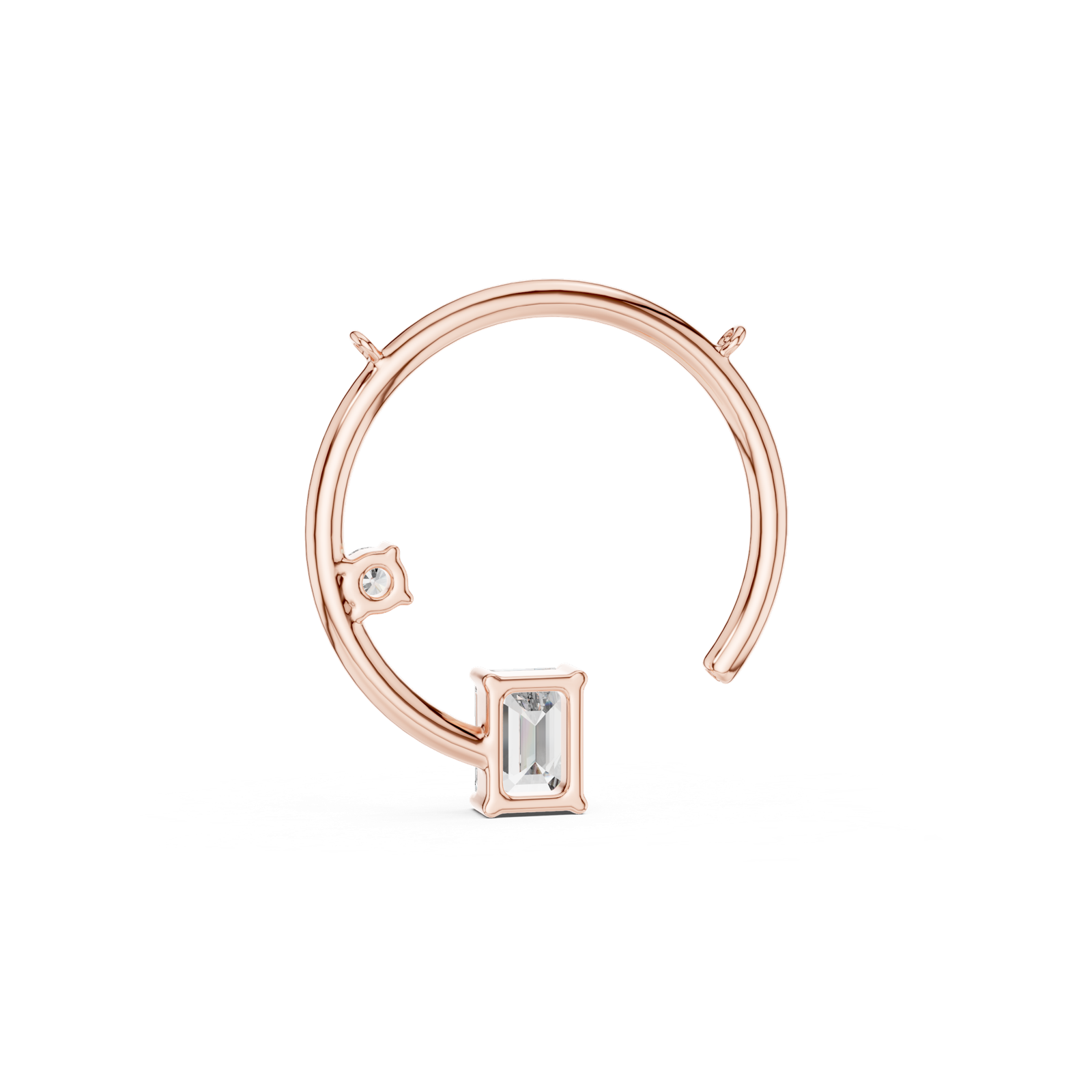 14K Solid Gold Lab Diamond Horseshoe Pendant Necklace, Rose Gold
