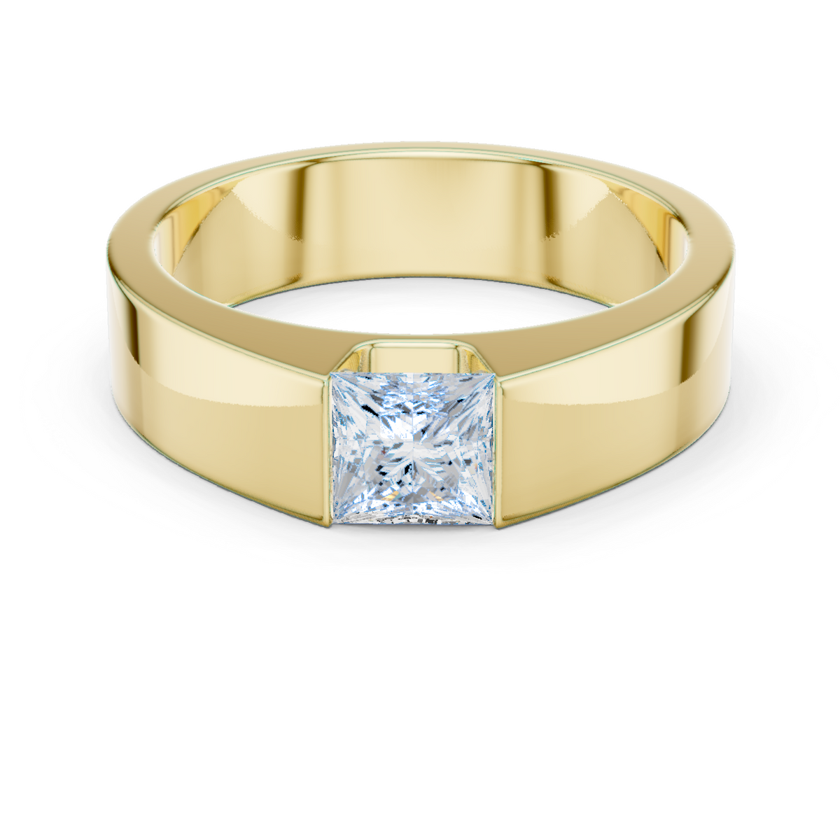 14K Solid Gold Lab Diamond Solitaire Ring, Yellow Gold