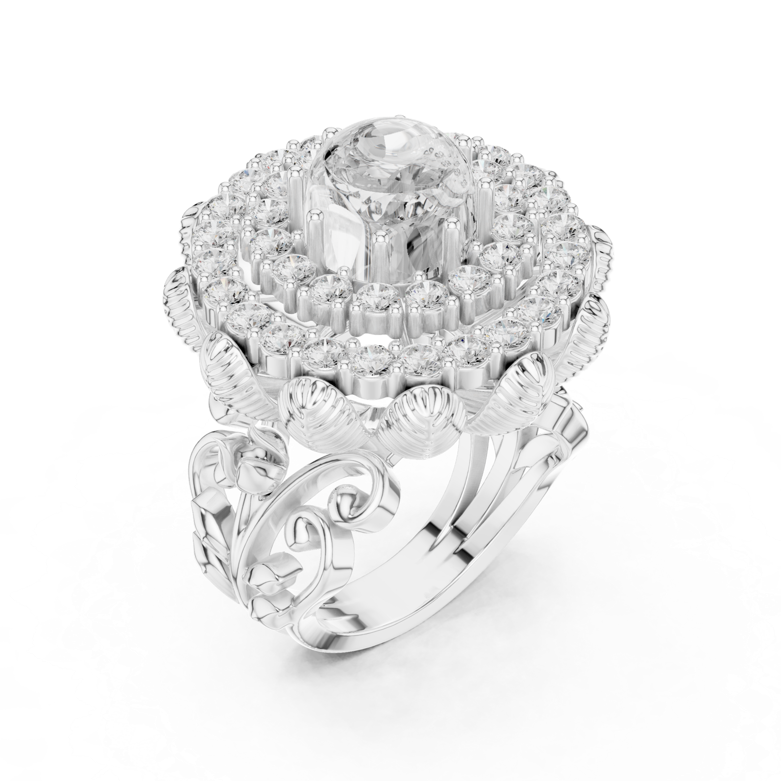 Gold Ring DDLR-752, White Gold, view 2