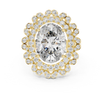 14K Solid Gold Lab Diamond Halo Ring, Yellow Gold