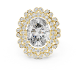 14K Solid Gold Lab Diamond Halo Ring, Yellow Gold