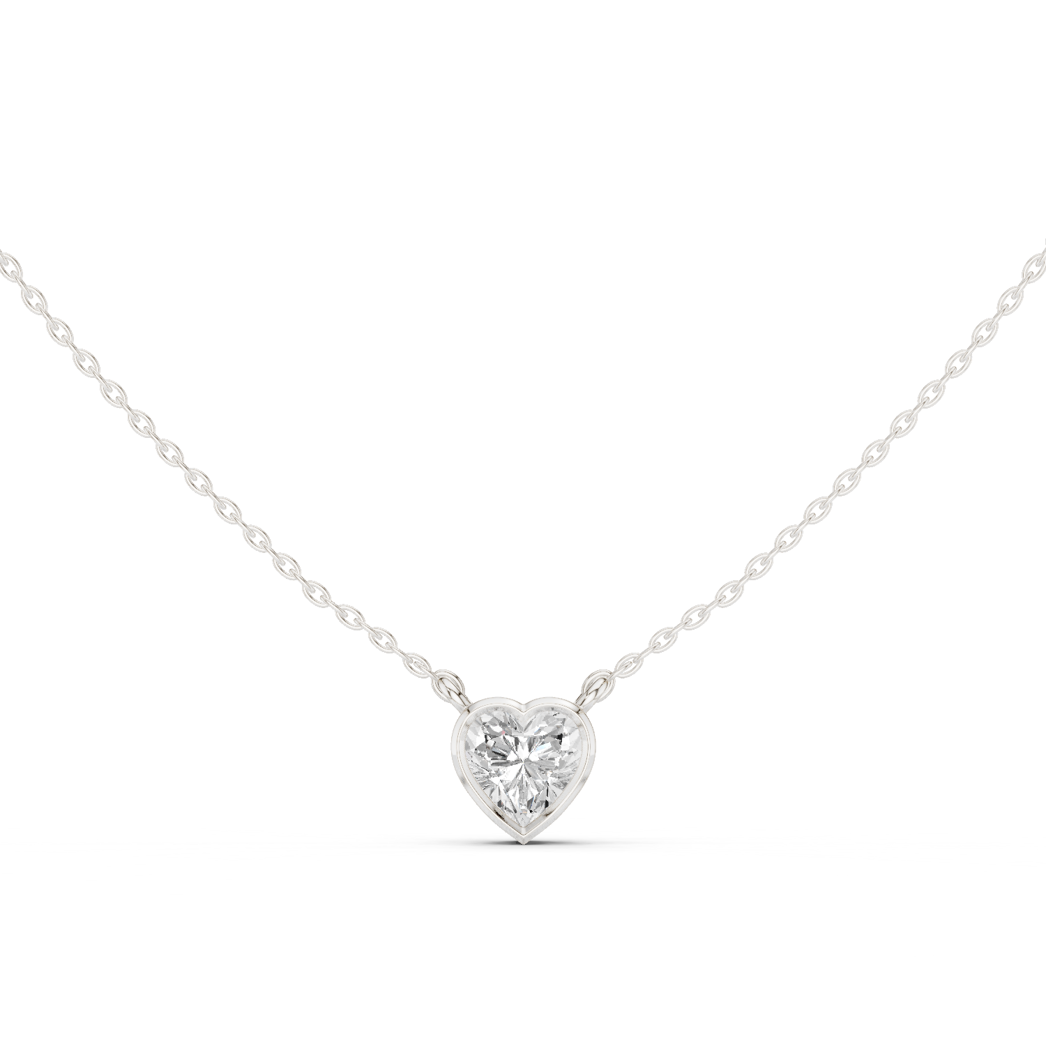 Gold Jewelry DDPS-001, Heart center stone, White Gold