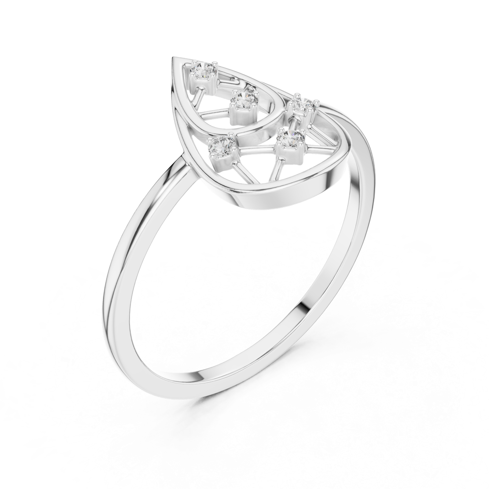 Gold Ring DR-6235, White Gold, view 2