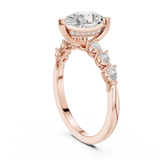 Gold Ring, Pear center stone, Rose Gold, view 1