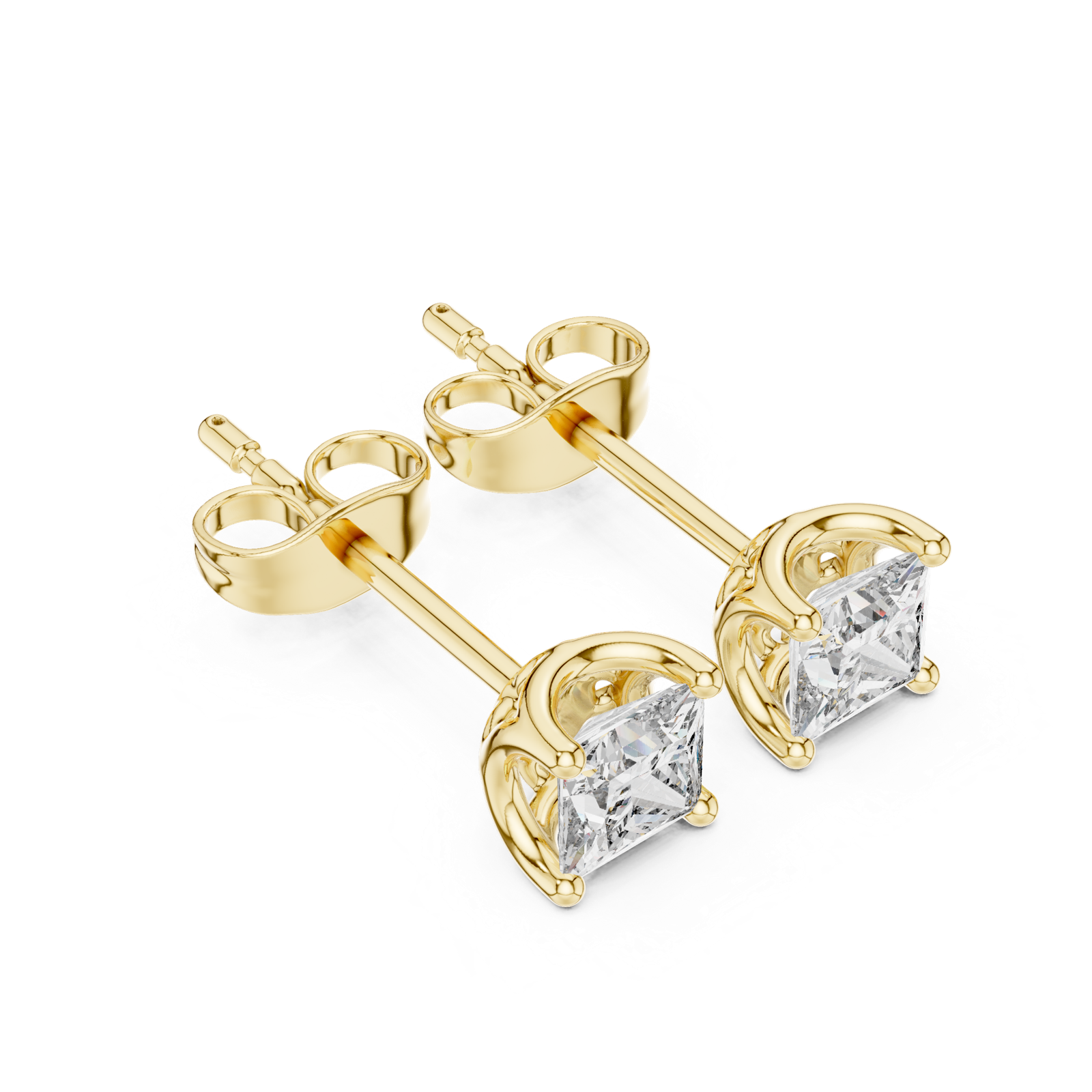 Gold Earrings AER-107, Yellow Gold, view 2
