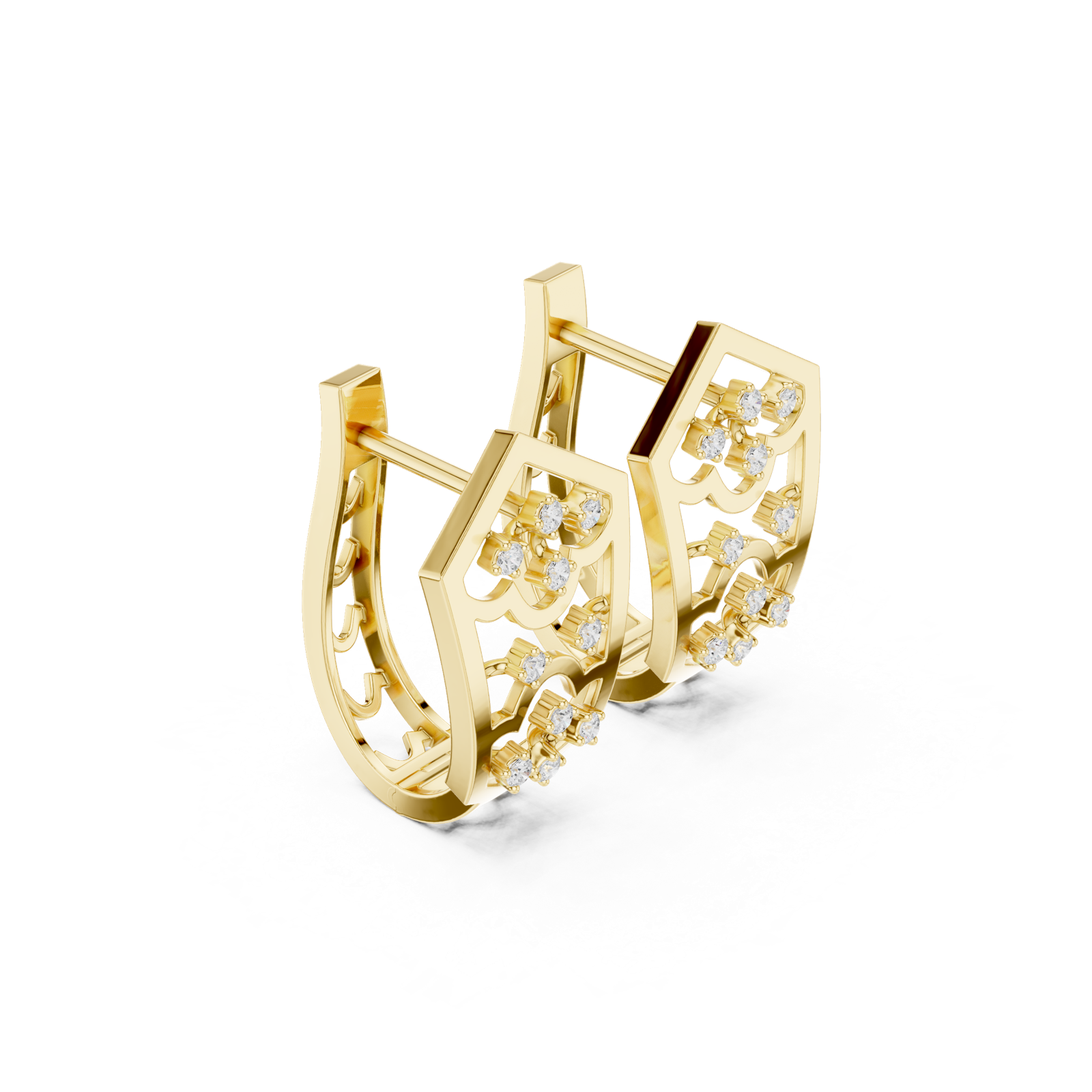 14K Solid Gold Lab Diamond Cluster Earrings, Yellow Gold, view 1