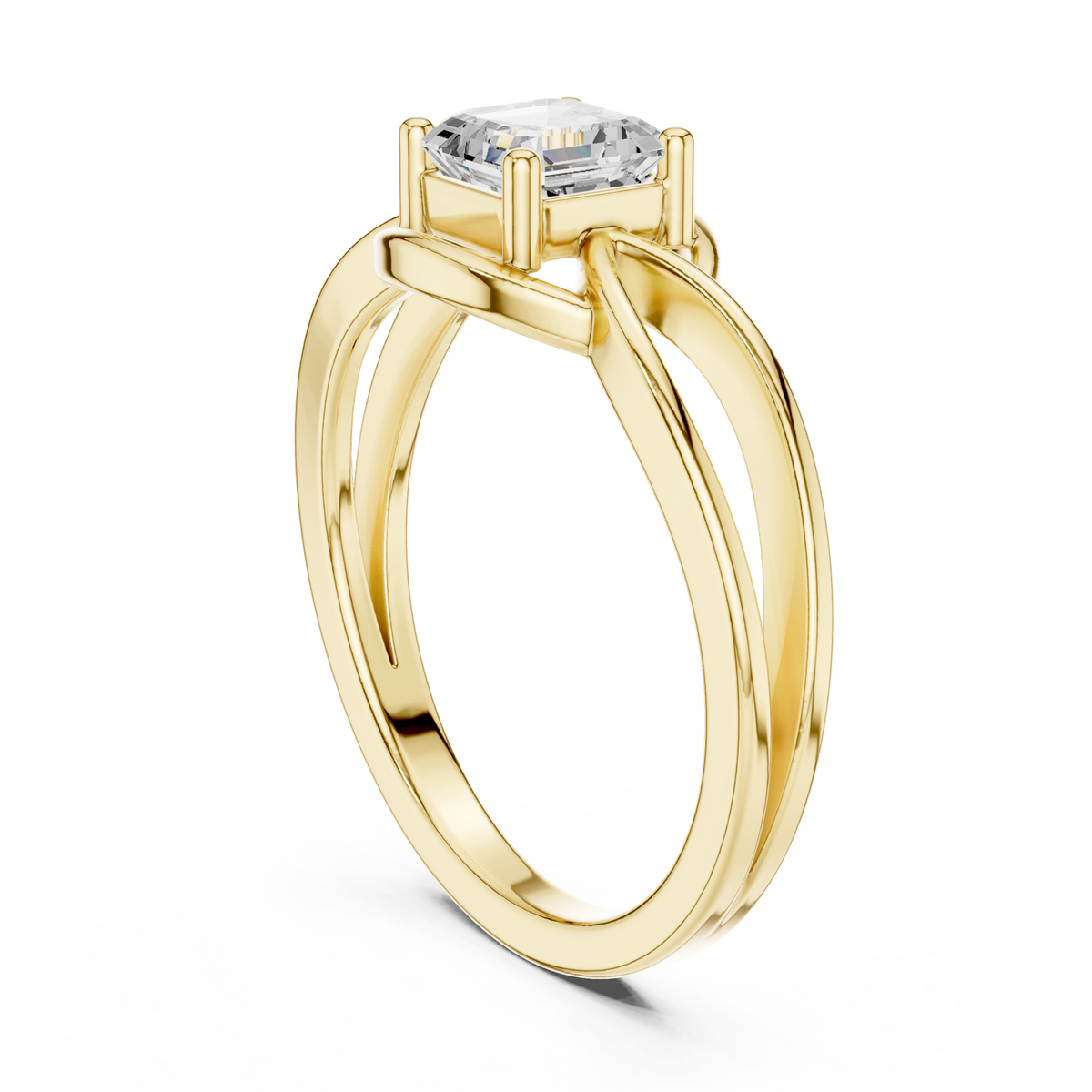 14K Solid Gold Lab Diamond Twist Ring, Yellow Gold, view 1