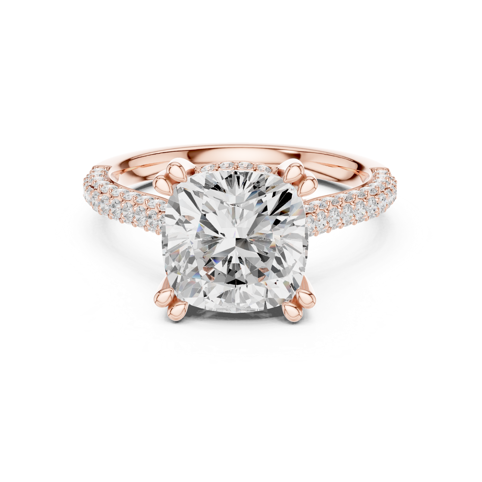 Gold Ring DDLR-260, Cushion center stone, Rose Gold, view 4