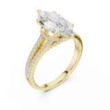 Gold Ring DDLR-252, Marquise center stone, Yellow Gold, view 2