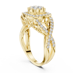 14K Solid Gold Lab Diamond Halo Ring, Yellow Gold, view 1