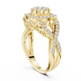 14K Solid Gold Lab Diamond Halo Ring, Yellow Gold, view 1