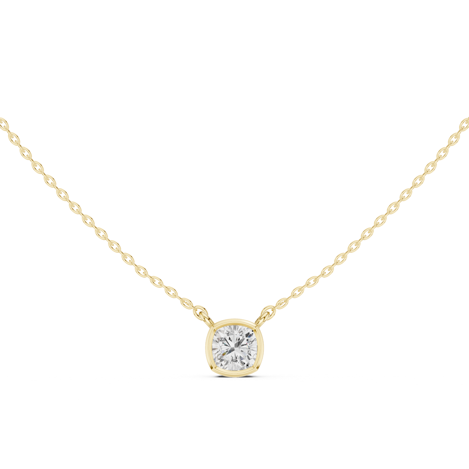 Gold Jewelry, Cushion center stone, Yellow Gold, view 4