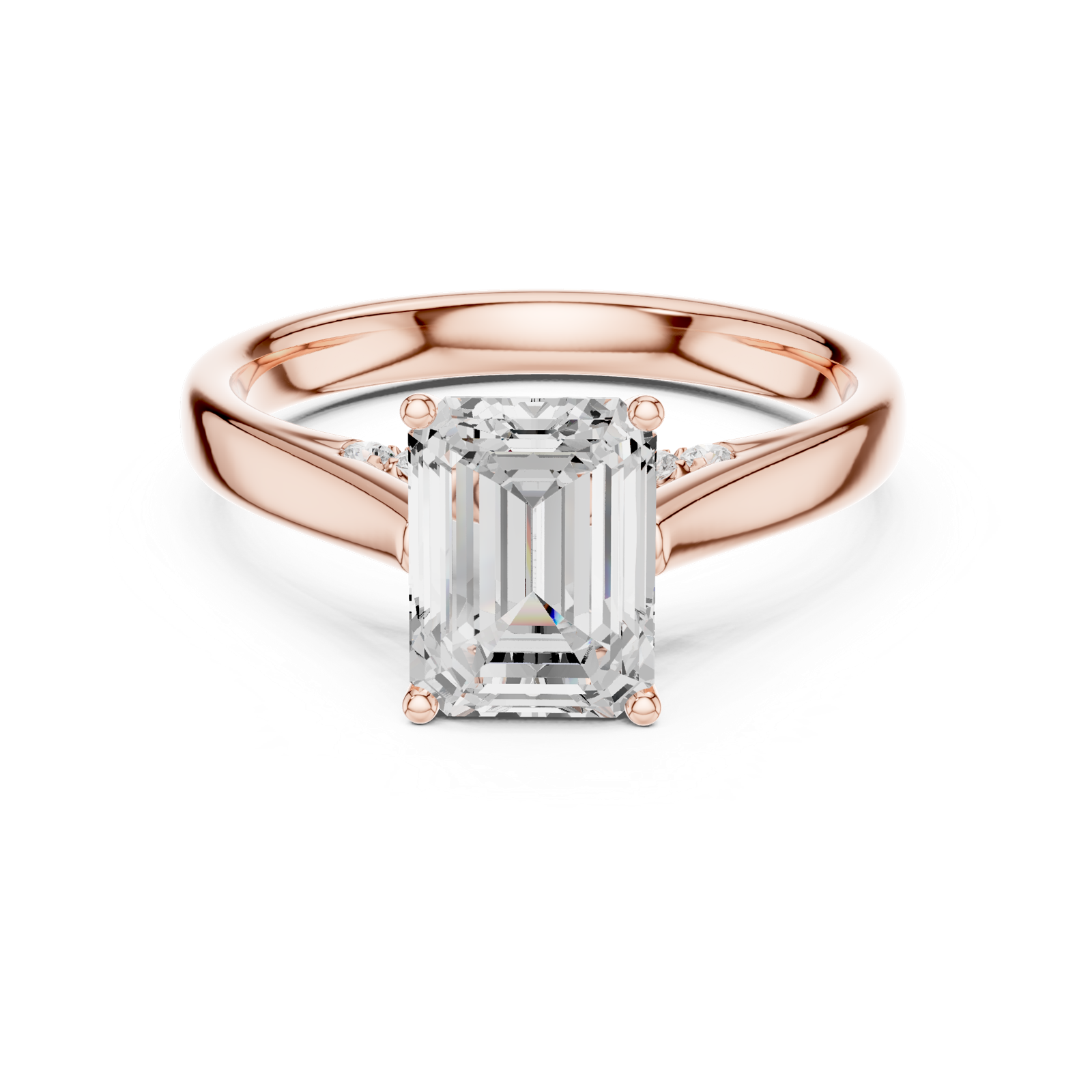 Gold Jewelry, Emerald center stone, Rose Gold, view 4