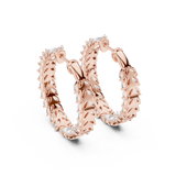 14K Solid Gold Lab Diamond Huggie Earrings, Rose Gold, view 3