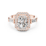 Gold Ring DDLR-342, Radiant center stone, Rose Gold, view 4